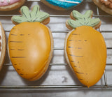 Cookies, EASTER BUNNY N CARROTS Themed cookies, 1 dozen, royal icing DECORATED -COOKIE