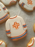 Hockey jersey team cookies, logo cookies, 23sweets.com sugar cookies with team logo on front, hockey shirts with logo