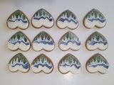 COOKIES, heart with mountainscape, 1 dozen custom cookies , COOKIES  royal icing DECORATED COOKIES