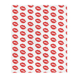 Throw Blanket red lips kiss blanket for her, gift for her, blanket gift, valentines day gift for her, kiss her