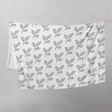 Throw Blanket, green scroll leaf pattern, comfy blanket throw, gift for her, sofa blanket