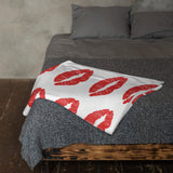 Throw Blanket red lips kiss blanket for her, gift for her, blanket gift, valentines day gift for her, kiss her