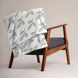 Throw Blanket, green scroll leaf pattern, comfy blanket throw, gift for her, sofa blanket