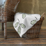 Throw Blanket, green scroll leaf pattern, comfy blanket throw, gift for her, sofa blanket