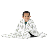 Throw Blanket, green scroll leaf pattern, comfy blanket throw, gift for her, sofa blanket