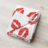 Throw Blanket red lips kiss blanket for her, gift for her, blanket gift, valentines day gift for her, kiss her