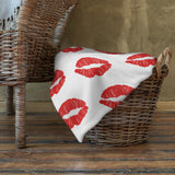 Throw Blanket red lips kiss blanket for her, gift for her, blanket gift, valentines day gift for her, kiss her