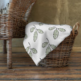 Throw Blanket, green scroll leaf pattern, comfy blanket throw, gift for her, sofa blanket
