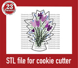 COOKIE CUTTER STL file, Tulip Bouquet STL Cookie cutter file, instant download 3d printer file