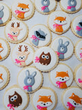 Woodland themed baby shower COOKIES  royal icing DECORATED -COOKIES