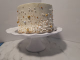 Cake with gold and pearl details, 8 inch occasion cake, 8 inch round