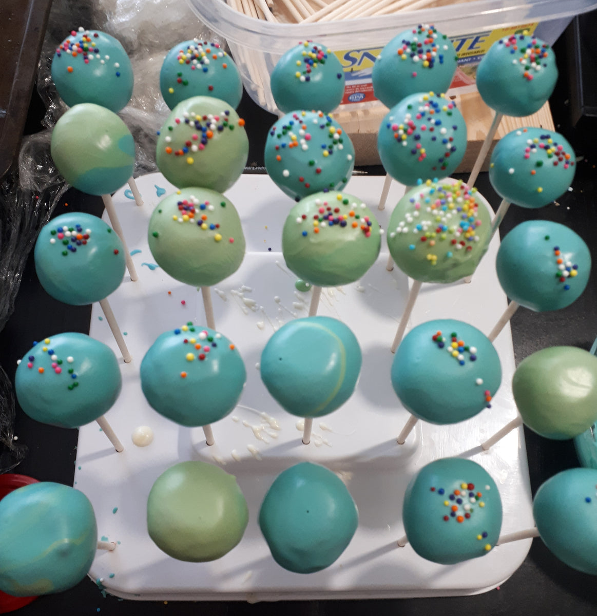 Blue Cake Pops for a Baby Boy Shower