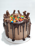 10" inch  CHOCOLATE CANDY BAR CAKE WITH CHOCOLATE GANACHE DRIP, BIRTHDAY cake