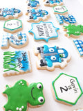 Blue pickup truck  themed kids birthday COOKIES  royal icing DECORATED -COOKIES