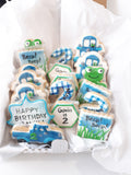 Blue pickup truck  themed kids birthday COOKIES  royal icing DECORATED -COOKIES