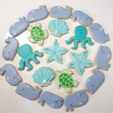 COOKIES  OCEAN  CREATURE themed, royal icing DECORATED -COOKIES