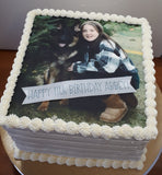 CAKE 8” Square Cake with buttercream frosting with edible image