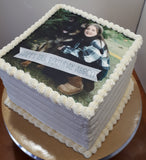 CAKE 8” Square Cake with buttercream frosting with edible image