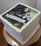 CAKE 8” Square Cake with buttercream frosting with edible image