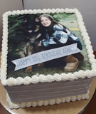 CAKE 8” Square Cake with buttercream frosting with edible image