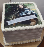 CAKE 8” Square Cake with buttercream frosting with edible image