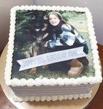 CAKE 8” Square Cake with buttercream frosting with edible image