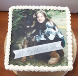 CAKE 8” Square Cake with buttercream frosting with edible image