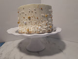 Cake with gold and pearl details, 8 inch occasion cake, 8 inch round