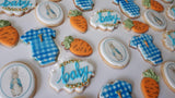 Bunny themed baby shower COOKIES  royal icing DECORATED -COOKIES 1 dozen
