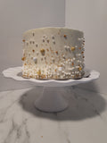 Cake with gold and pearl details, 8 inch occasion cake, 8 inch round