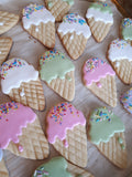 COOKIES  ICE CREAM CONES, royal icing DECORATED -COOKIES