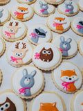 Woodland themed baby shower COOKIES  royal icing DECORATED -COOKIES