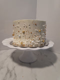 Cake with gold and pearl details, 8 inch occasion cake, 8 inch round
