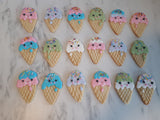 COOKIES  ICE CREAM CONES, royal icing DECORATED -COOKIES