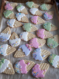 COOKIES  ICE CREAM CONES, royal icing DECORATED -COOKIES