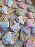COOKIES  ICE CREAM CONES, royal icing DECORATED -COOKIES