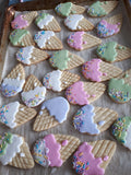 COOKIES  ICE CREAM CONES, royal icing DECORATED -COOKIES