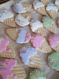 COOKIES  ICE CREAM CONES, royal icing DECORATED -COOKIES
