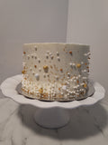 Cake with gold and pearl details, 8 inch occasion cake, 8 inch round