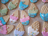 COOKIES  ICE CREAM CONES, royal icing DECORATED -COOKIES