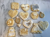 COOKIES royal icing DECORATED Engagement bridal wedding COOKIES