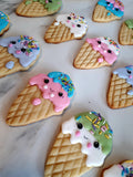 COOKIES  ICE CREAM CONES, royal icing DECORATED -COOKIES