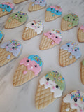 COOKIES  ICE CREAM CONES, royal icing DECORATED -COOKIES
