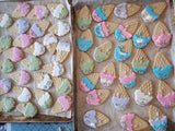 COOKIES  ICE CREAM CONES, royal icing DECORATED -COOKIES