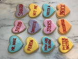 Multi coloured HEART HEART COOKIES Valentine’s Day themed decorated royal iced heart COOKIES 1 dozen cookies