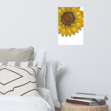 Sunflower wall art Poster, yellow and brown floral art,