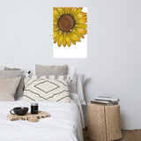 Sunflower wall art Poster, yellow and brown floral art,