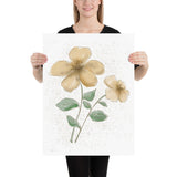 Floral bouquet, art print, wall decor, original design, flower, gift, Christmas gift, beige floral art