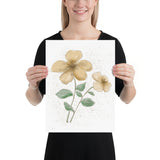 Floral bouquet, art print, wall decor, original design, flower, gift, Christmas gift, beige floral art