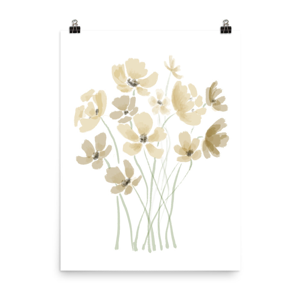 Beige Felt Flowers, Posters, Art Prints, Wall Murals